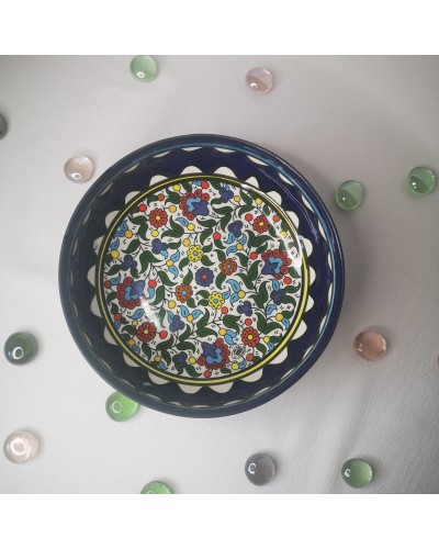 Plat coloré en céramique artisanale de Palestine - FIPsouk