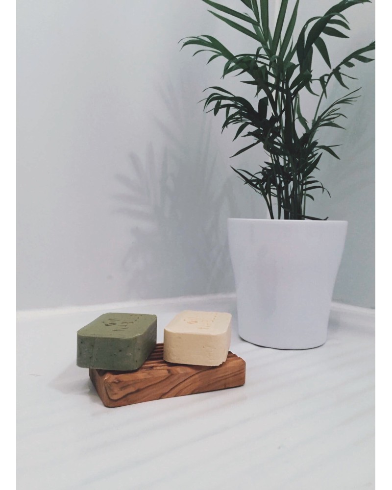Porte savon en bois d'olivier - rectangulaire