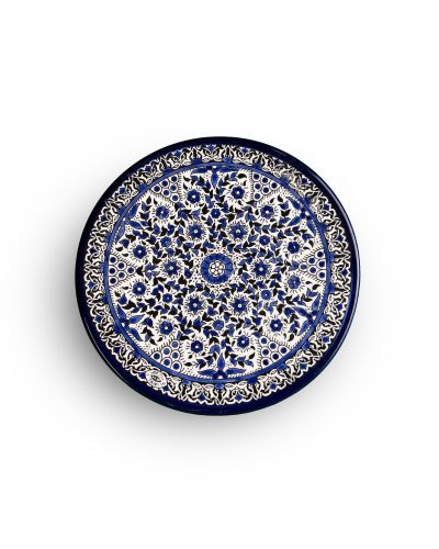 Assiette plate en céramique artisanale de Palestine (Hébron) – Ø27cm