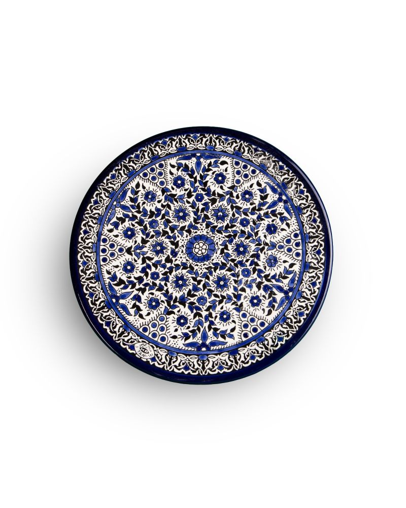 Assiette plate en céramique artisanale de Palestine (Hébron) – Ø27cm