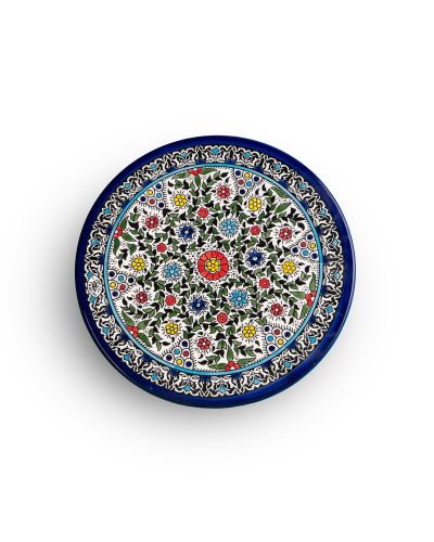 Assiette plate en céramique artisanale de Palestine (Hébron) – Ø27cm