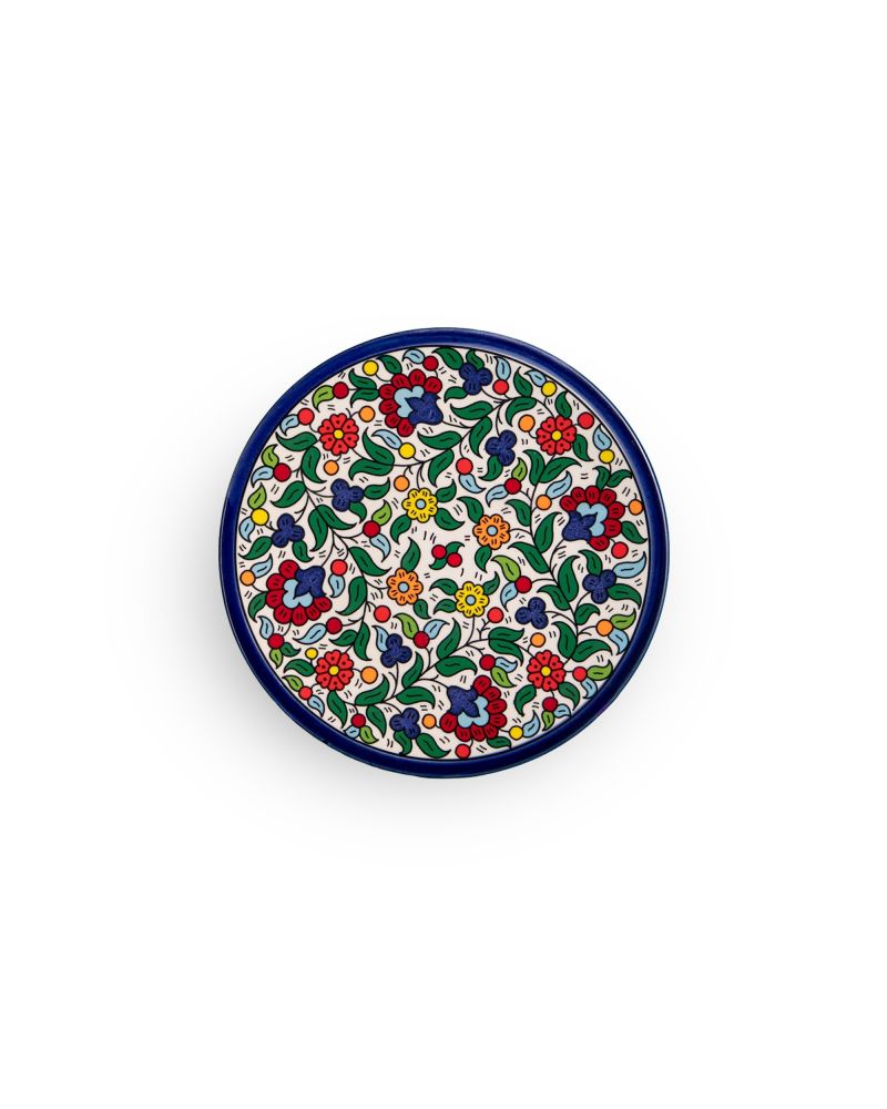 Assiette plate en céramique artisanale de Palestine (Hébron) – Ø22cm