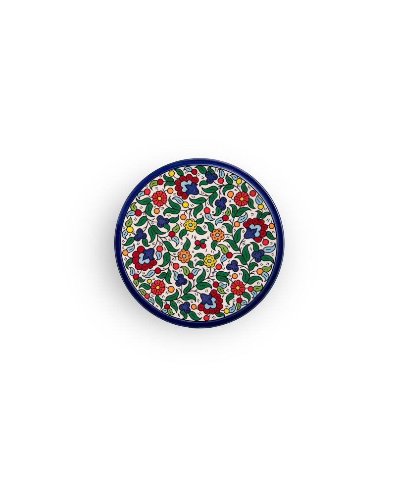 Assiette plate en céramique artisanale de Palestine (Hébron) – Ø17cm