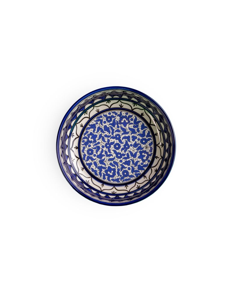 Plat rond creux en céramique artisanale de Palestine (Hébron) – Ø23cm