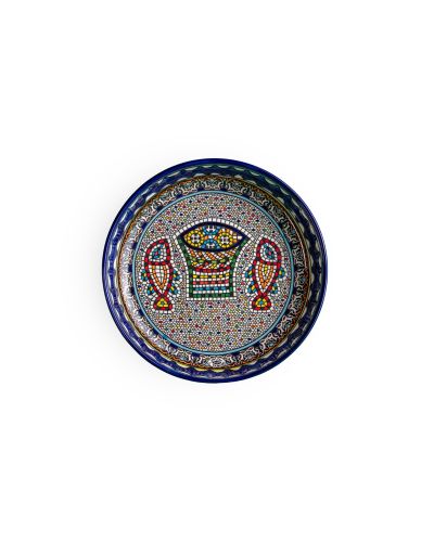 Plat rond creux en céramique artisanale de Palestine (Hébron) – Ø23cm