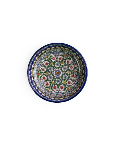 Plat rond creux en céramique artisanale de Palestine (Hébron) – Ø23cm