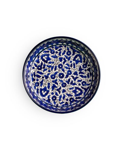 Plat rond creux en céramique artisanale de Palestine (Hébron) – Ø29cm