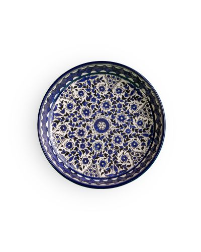 Plat rond creux en céramique artisanale de Palestine (Hébron) – Ø29cm