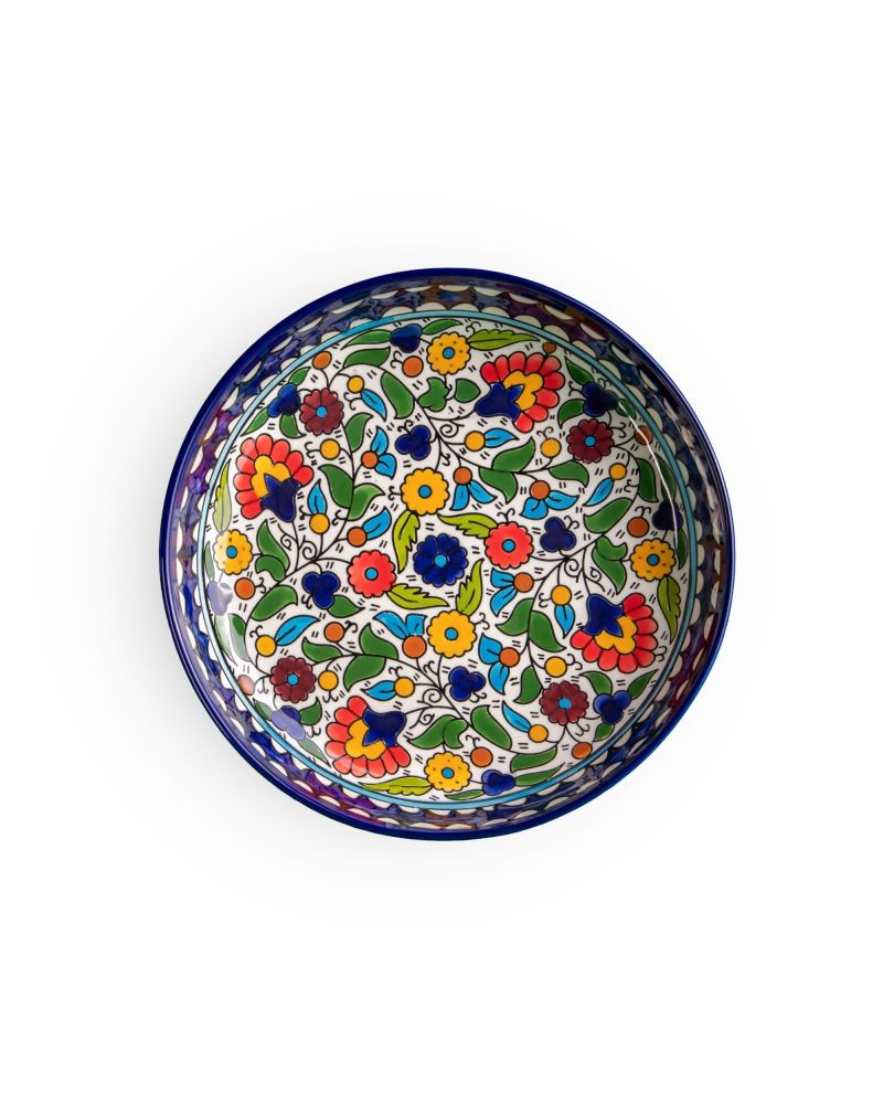Plat rond creux en céramique artisanale de Palestine (Hébron) – Ø30cm