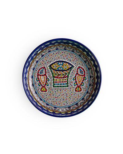 Plat rond creux en céramique artisanale de Palestine (Hébron) – Ø30cm
