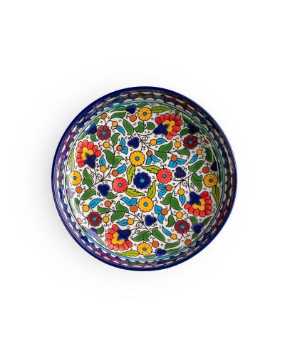 Plat rond creux en céramique artisanale de Palestine (Hébron) – Ø34cm