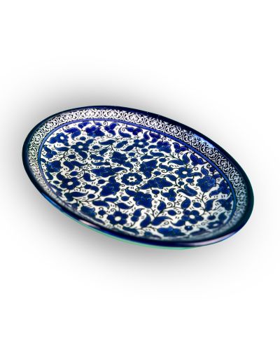 Plat ovale en céramique artisanale de Palestine (Hébron) – 31x22cm