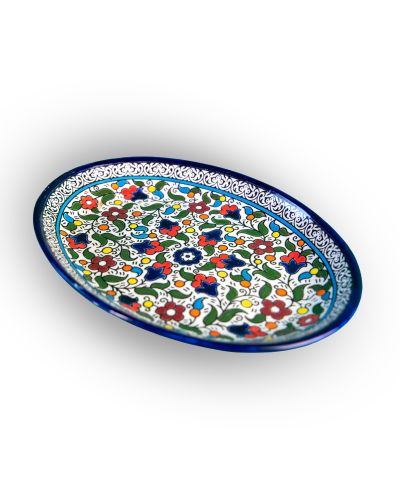 Plat ovale en céramique artisanale de Palestine (Hébron) – 31x22cm