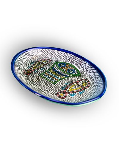 Plat ovale en céramique artisanale de Palestine (Hébron) – 31x22cm