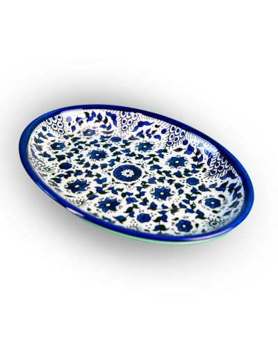Plat ovale en céramique artisanale de Palestine (Hébron) – 31x22cm