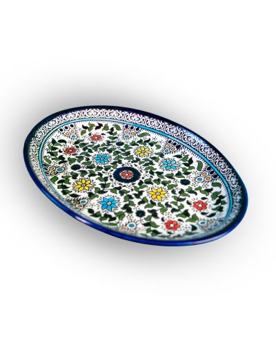 Plat ovale en céramique artisanale de Palestine (Hébron) – 31x22cm