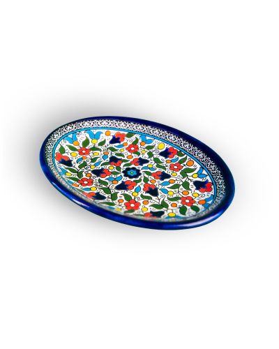 Plat ovale en céramique artisanale de Palestine (Hébron) – 26x18cm