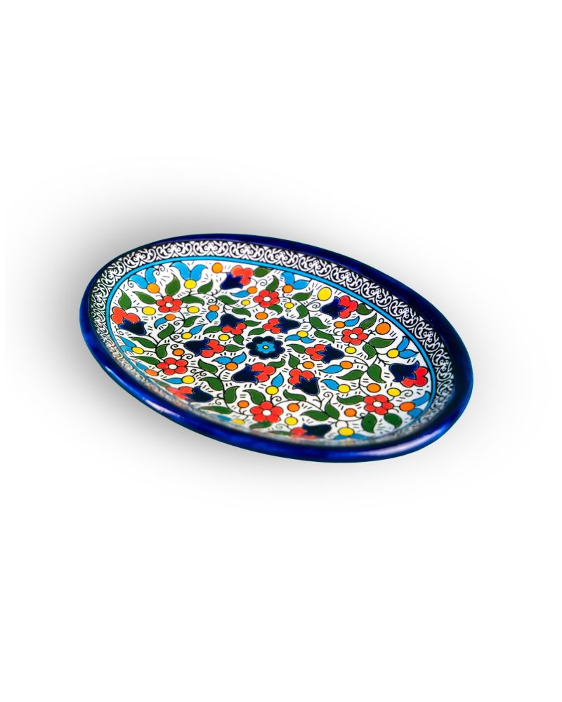 Plat ovale en céramique artisanale de Palestine (Hébron) – 26x18cm