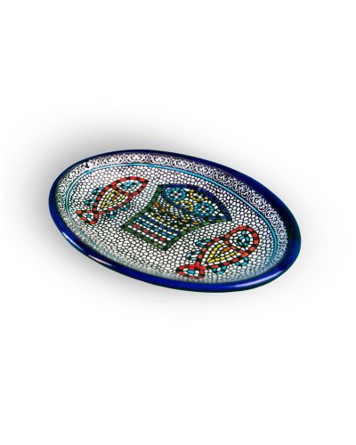 Plat ovale en céramique artisanale de Palestine (Hébron) – 26x18cm