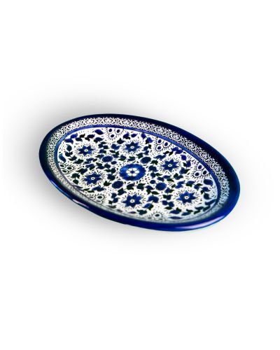 Plat ovale en céramique artisanale de Palestine (Hébron) – 26x18cm