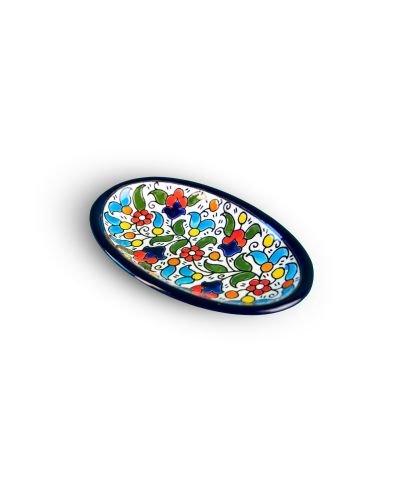 Plat ovale en céramique artisanale de Palestine (Hébron) – 21x15cm