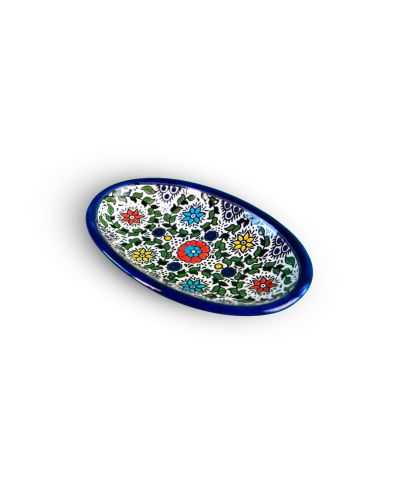 Plat ovale en céramique artisanale de Palestine (Hébron) – 21x15cm