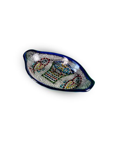 Plat ovale avec poignées en céramique artisanale de Palestine (Hébron) – 21x15cm