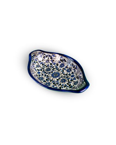 Plat ovale avec poignées en céramique artisanale de Palestine (Hébron) – 21x15cm