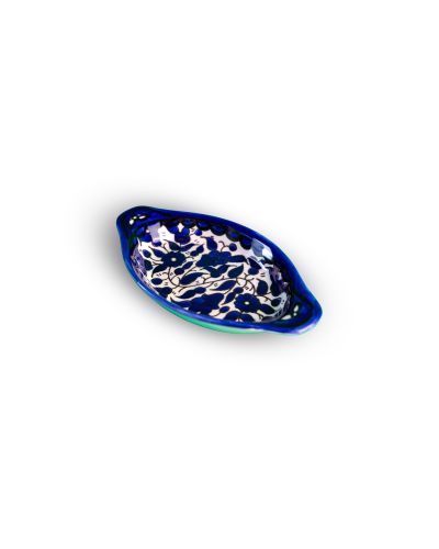 Plat ovale avec poignées en céramique artisanale de Palestine (Hébron) – 16x10cm