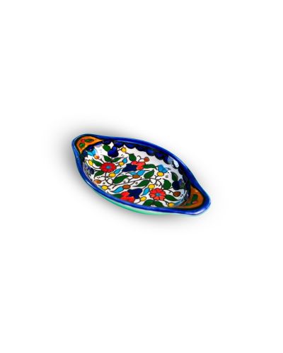 Plat ovale avec poignées en céramique artisanale de Palestine (Hébron) – 16x10cm