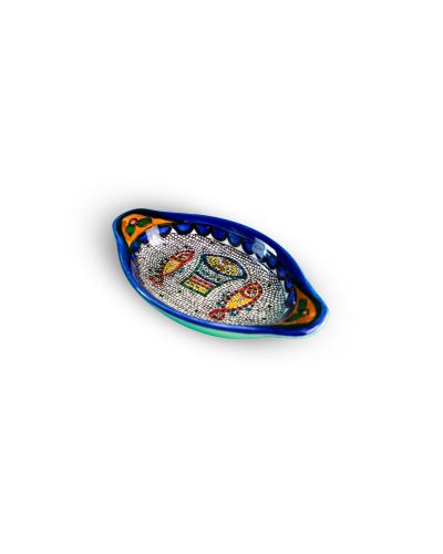 Plat ovale avec poignées en céramique artisanale de Palestine (Hébron) – 16x10cm