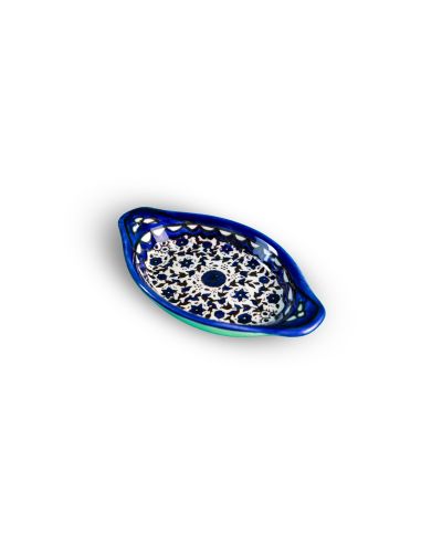 Plat ovale avec poignées en céramique artisanale de Palestine (Hébron) – 17x11cm