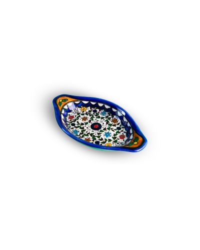 Plat ovale avec poignées en céramique artisanale de Palestine (Hébron) – 17x11cm