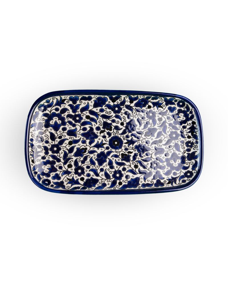Plat rectangulaire en céramique artisanale de Palestine (Hébron) – 33x18cm