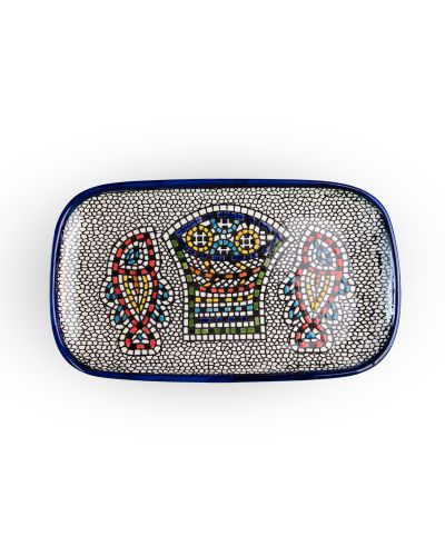 Plat rectangulaire en céramique artisanale de Palestine (Hébron) – 33x18cm