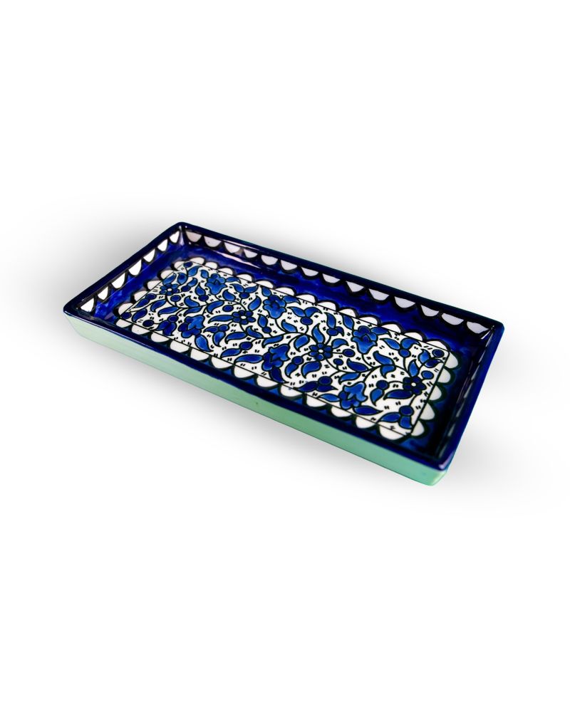 Plat rectangulaire en céramique artisanale de Palestine (Hébron) – 22x11cm