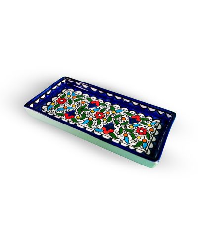 Plat rectangulaire en céramique artisanale de Palestine (Hébron) – 22x11cm