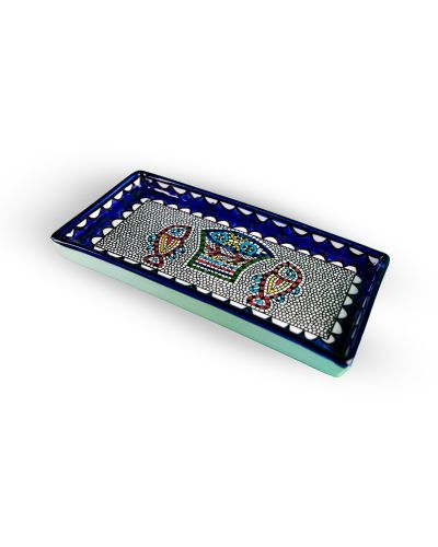 Plat rectangulaire en céramique artisanale de Palestine (Hébron) – 22x11cm
