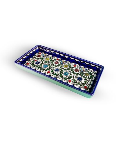Plat rectangulaire en céramique artisanale de Palestine (Hébron) – 22x11cm