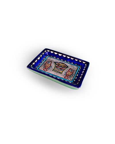 Plat rectangulaire en céramique artisanale de Palestine (Hébron) – 16x10cm