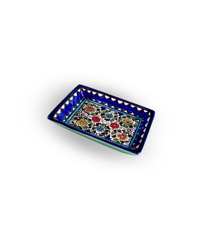 Plat rectangulaire en céramique artisanale de Palestine (Hébron) – 16x10cm