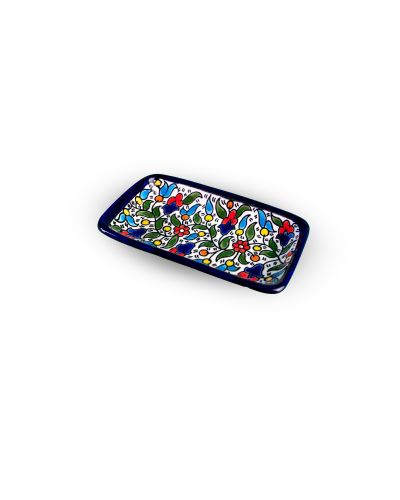 Plat rectangulaire en céramique artisanale de Palestine (Hébron) – 14x10cm