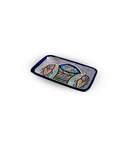 Plat rectangulaire en céramique artisanale de Palestine (Hébron) – 14x10cm