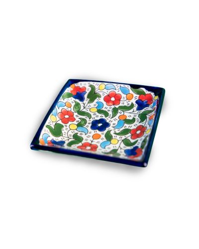 Coupelle carrée en céramique artisanale de Palestine (Hébron) – 10x10cm