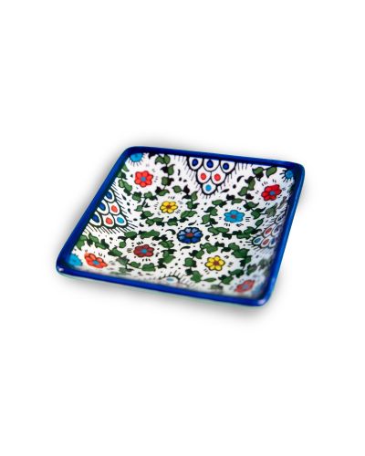 Coupelle carrée en céramique artisanale de Palestine (Hébron) – 10x10cm
