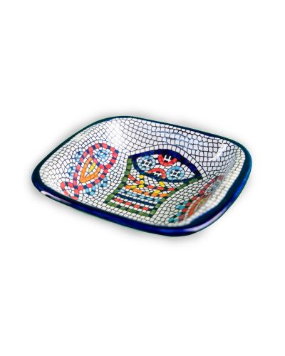 Coupelle carrée en céramique artisanale de Palestine (Hébron) – 11x11cm