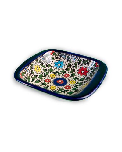 Coupelle carrée en céramique artisanale de Palestine (Hébron) – 11x11cm