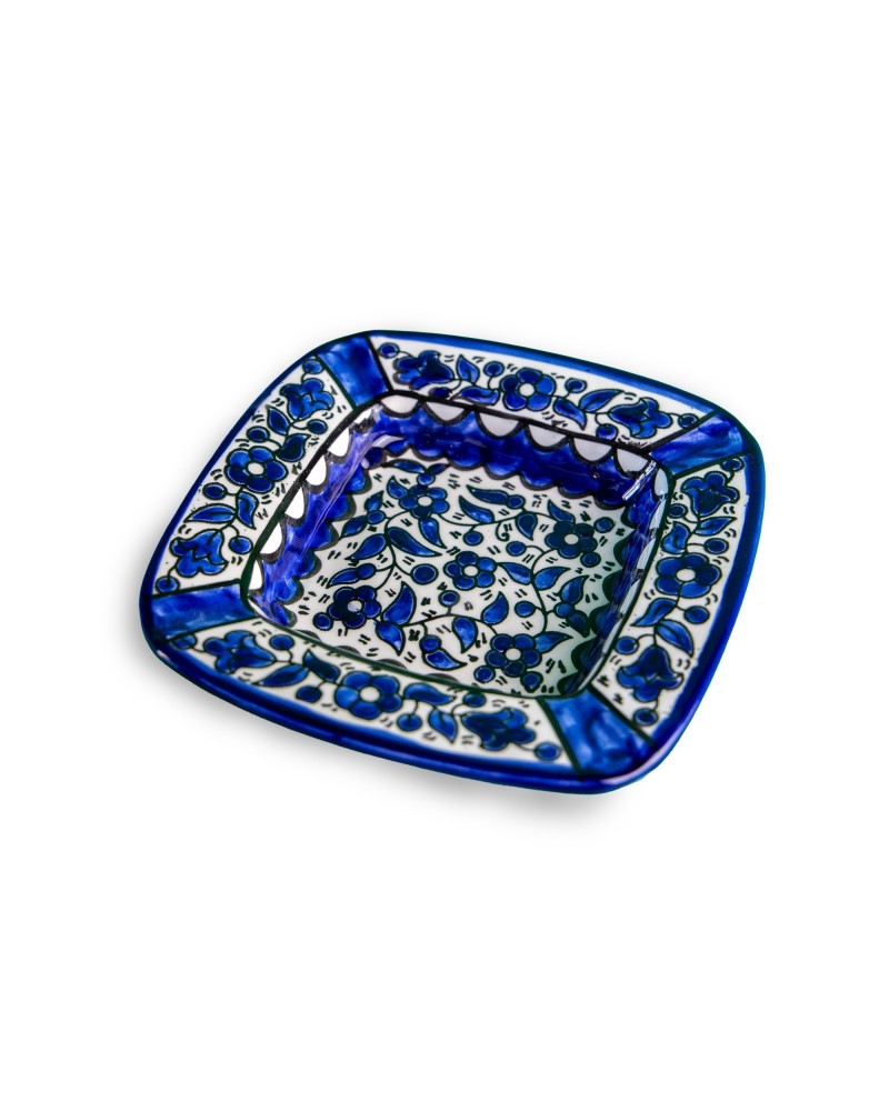 Cendrier carré en céramique artisanale de Palestine (Hébron) – 15x15cm