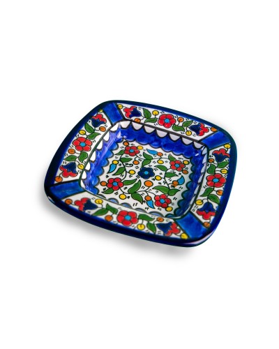 Cendrier carré en céramique artisanale de Palestine (Hébron) – 15x15cm