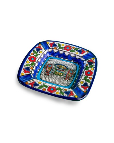 Cendrier carré en céramique artisanale de Palestine (Hébron) – 15x15cm